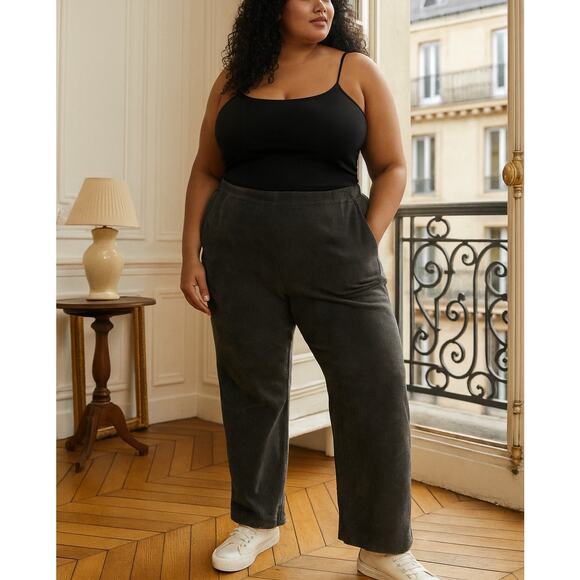 L.L. Bean Corduroy Ribbed Casual Pullon Lounge Pants Dark Gray Size XL - Picture 1 of 11